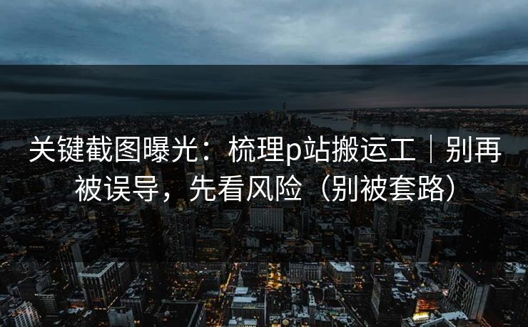 关键截图曝光：梳理p站搬运工｜别再被误导，先看风险（别被套路）