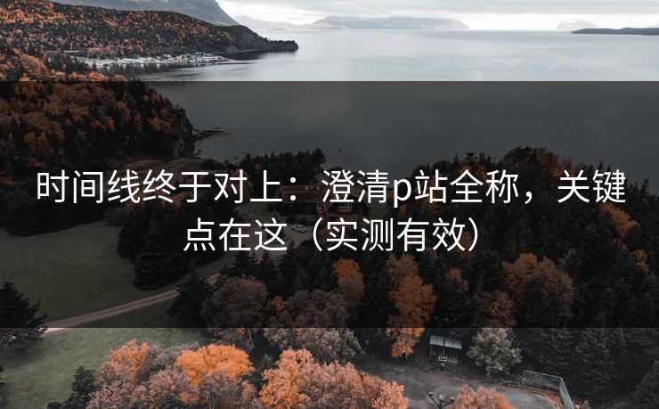 时间线终于对上：澄清p站全称，关键点在这（实测有效）