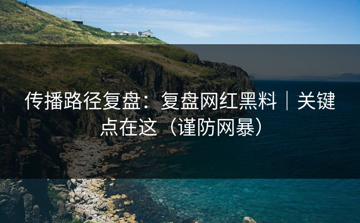传播路径复盘：复盘网红黑料｜关键点在这（谨防网暴）