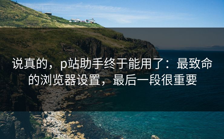 说真的，p站助手终于能用了：最致命的浏览器设置，最后一段很重要