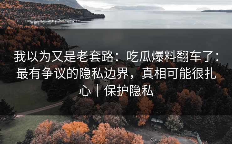 我以为又是老套路：吃瓜爆料翻车了：最有争议的隐私边界，真相可能很扎心｜保护隐私